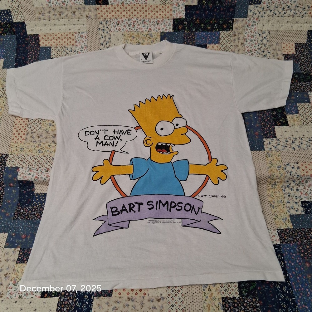 Vintage Bart Simpson Dont Have A Cow T Shirt Size Large SSI Single Stitch